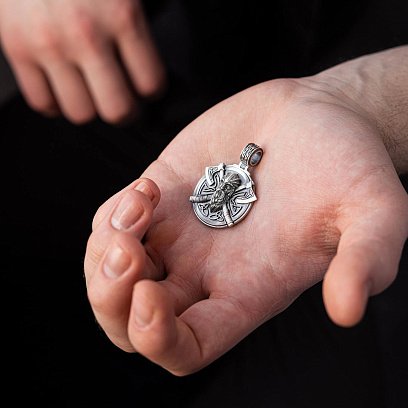 Серебряный кулон "Викинг с топорами" 266 №2