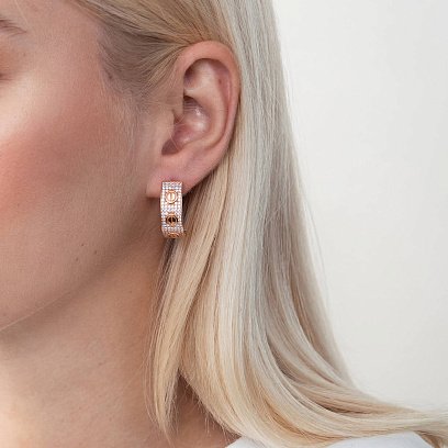 Золотые серьги "Love" с фианитами с04930 №2