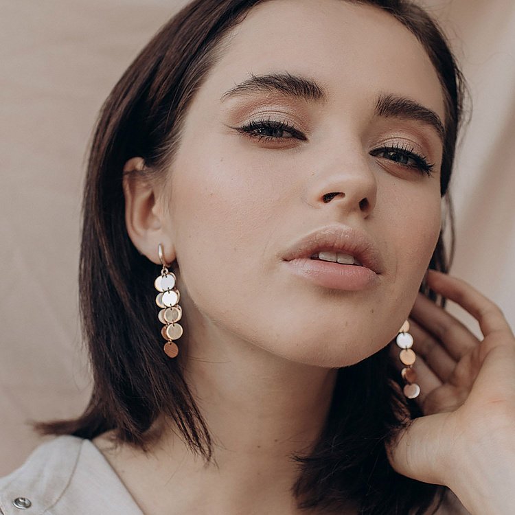 Висячие серьги "Монетки" из красного золота с06397 от ювелирного магазина Оникс - 6