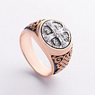 Золотое мужское кольцо-печатка (чернение) к08443 от ювелирного магазина Оникс - 3