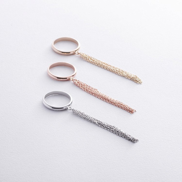 Каблучка з ланцюжками (жовте золото) к07475 від ювелірного магазину Онікс - 8