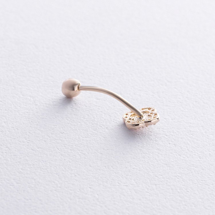 Золотой пирсинг в пупок "Клевер" с фианитами пир00261 от ювелирного магазина Оникс - 2