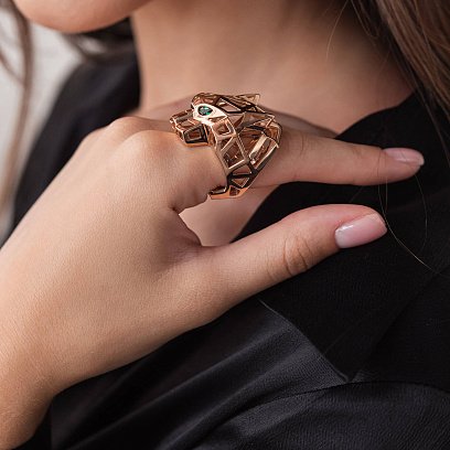 Кольцо "Пантера" в красном золоте (фианиты) к06767 №12