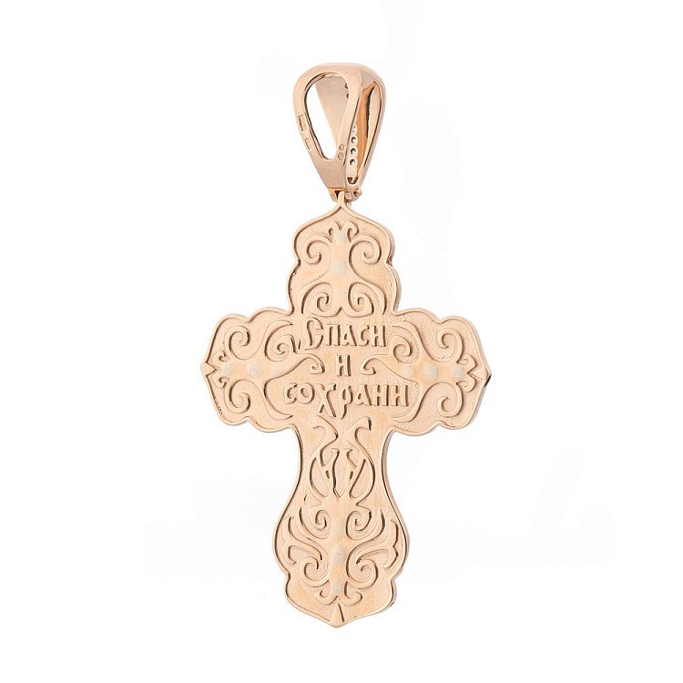 Золотий хрестик з фіанітами і емаллю 540230Е від ювелірного магазину Онікс - 1