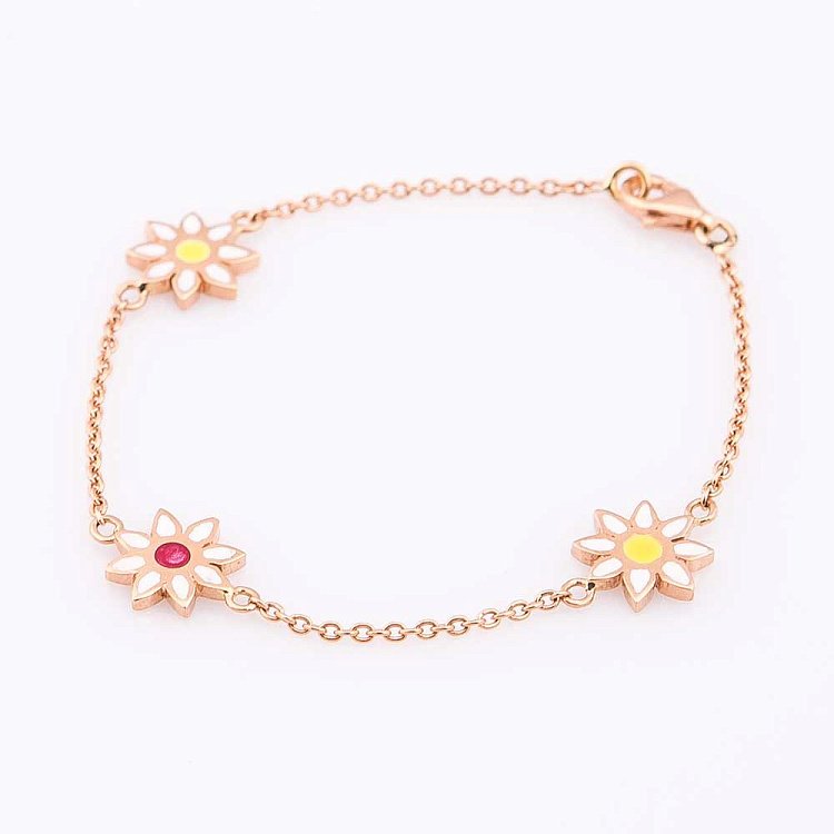 Золотой детский браслет "Цветочки" (эмаль) б02001 от ювелирного магазина Оникс