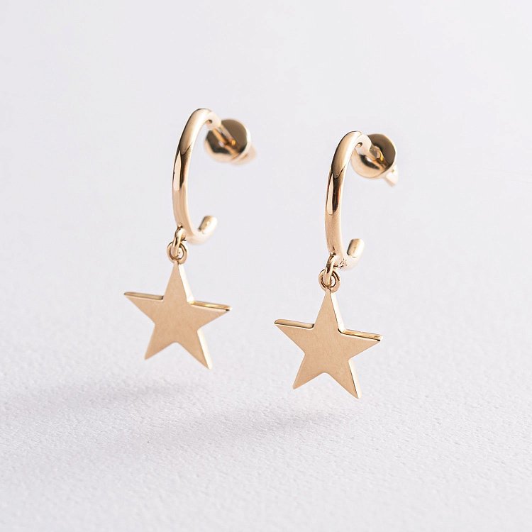 Золотые серьги - пусеты "Звездочки" с07395 от ювелирного магазина Оникс