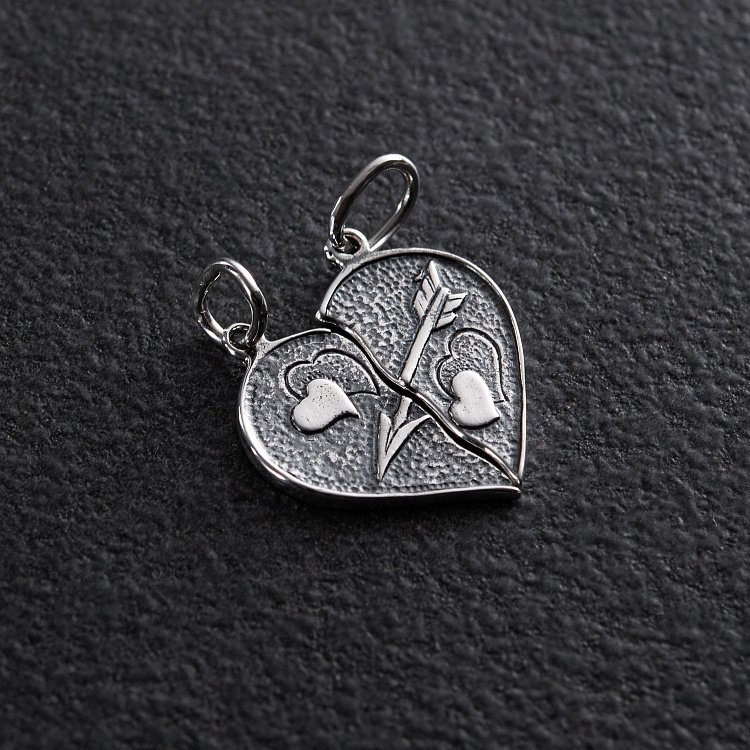 Серебряная подвеска "Две половинки сердца" 13067 от ювелирного магазина Оникс - 3