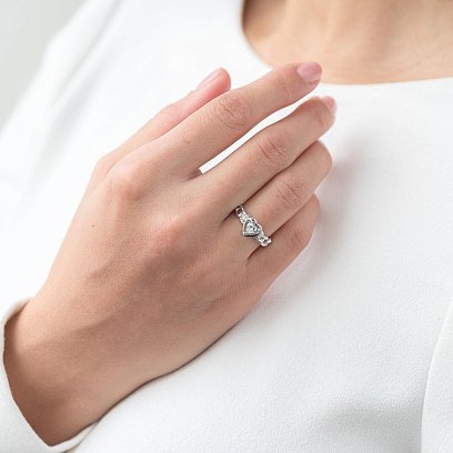 Кольцо "Сердце" в белом золоте (фианит) к06288 №2