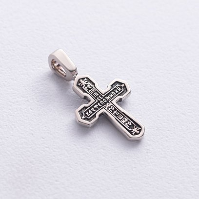 Золотий православний хрестик з розп'яттям та молитвою (чорніння) п03785 №4