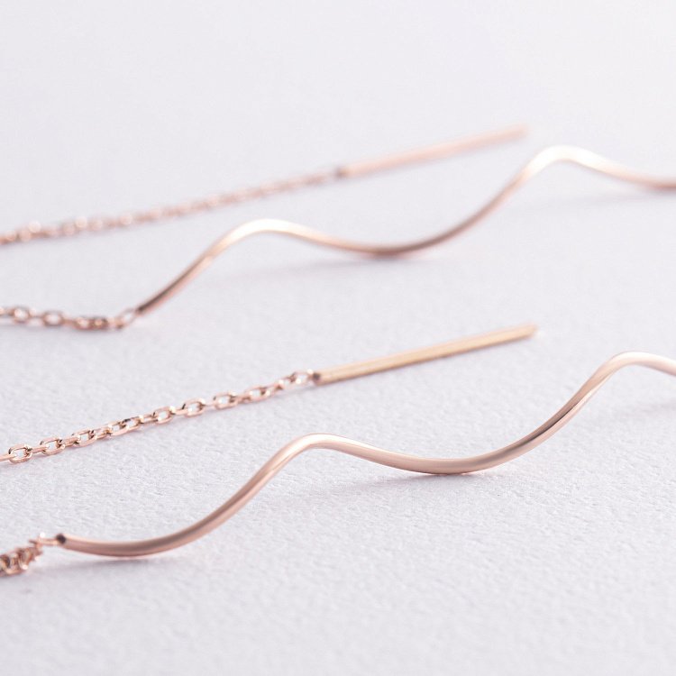 Сережки - протяжки "Завиток" із червоного золота с08333 від ювелірного магазину Онікс - 3