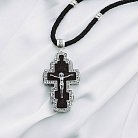 Чоловічий православний хрест з ебенового дерева і срібла (на шнурі) эбен от ювелирного магазина Оникс - 1
