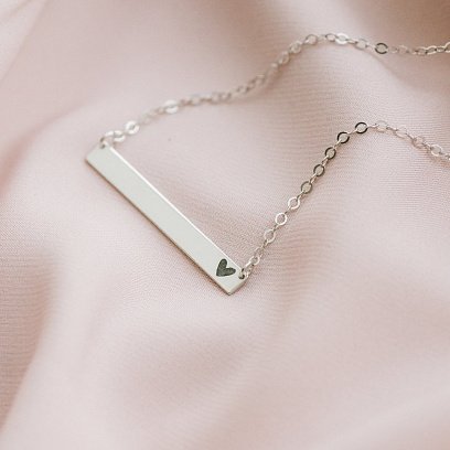 Серебряное колье с гравировкой "Сердце" 18978сер №3