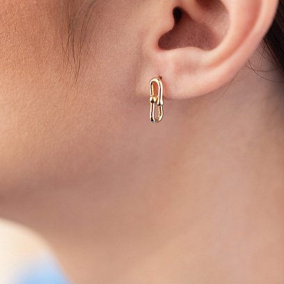 Сережки - пусети "Фантазія" у жовтому золоті с08182 №4