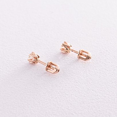 Золоті сережки-пусети з діамантами сб0398 №5