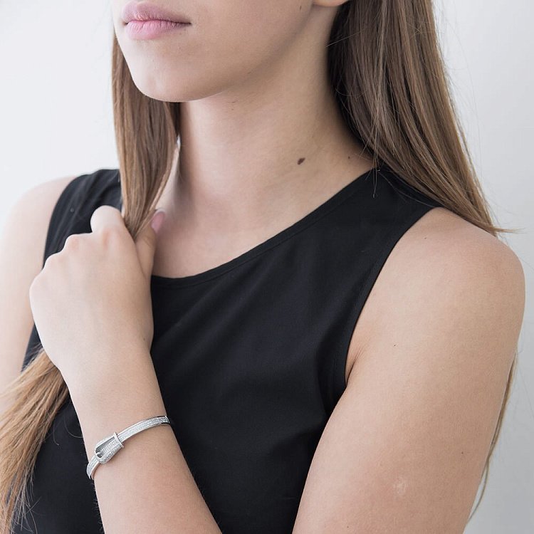 Серебряный браслет "Ремень" с фианитами 14917 от ювелирного магазина Оникс - 4