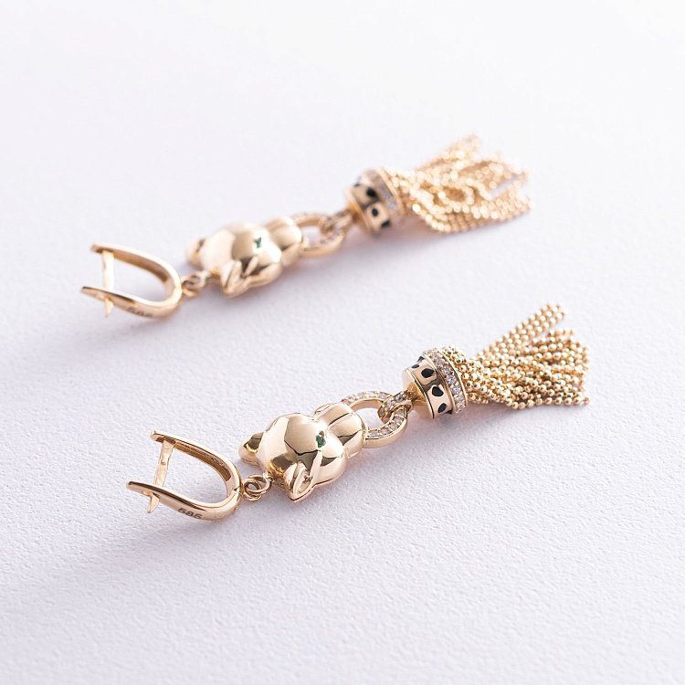 Сережки "Пантери" в жовтому золоті с07038 від ювелірного магазину Онікс - 2