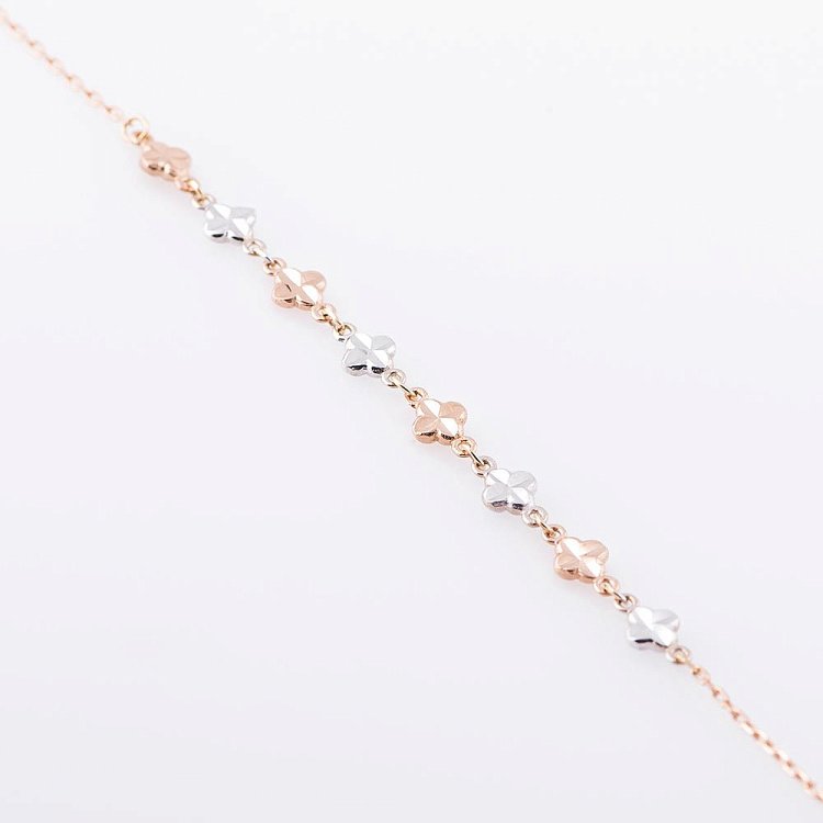 Золотой браслет с цветочками б02740 от ювелирного магазина Оникс - 1