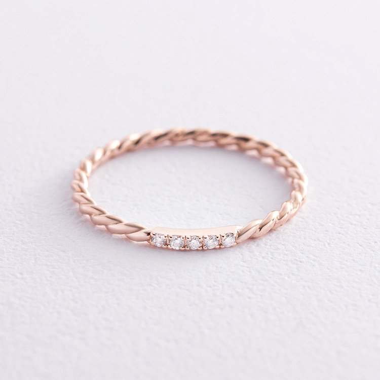 Кольцо "Мелоди" с фианитами (красное золото) к07546 от ювелирного магазина Оникс