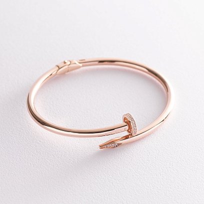 Браслет "Цвях" в червоному золоті (фіаніти) б05477