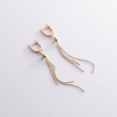 Серьги "Шарики" с цепочками (желтое золото) с08272