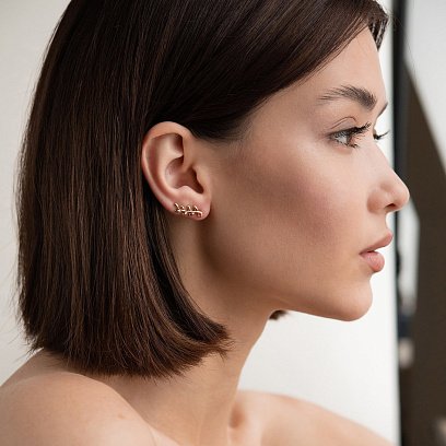 Сережки - клаймбери "Гілочки" в червоному золоті с07581 №5