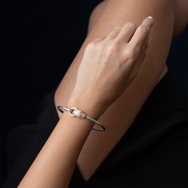 Золотой браслет "Пантера" (фианиты) б02753 от ювелирного магазина Оникс - 1