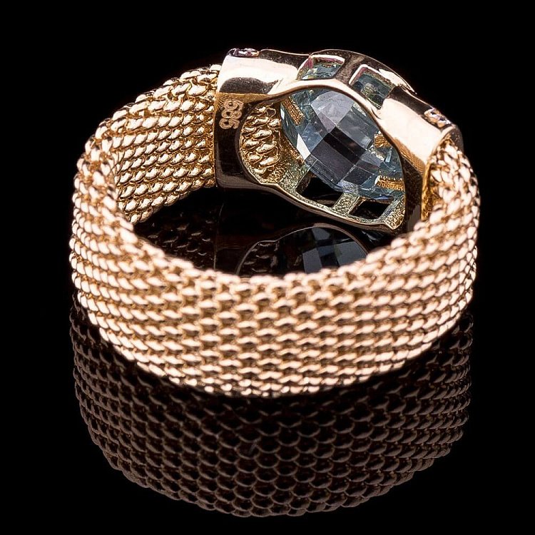 Золота каблучка (плетіння "Попкорн") к03626 від ювелірного магазину Онікс - 2