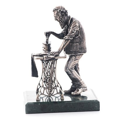 Серебряная фигура ручной работы "Еврейский портной за работой" порт.утюг №4