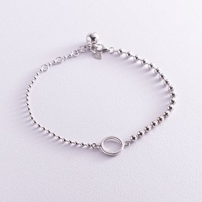 Серебряный шариковый браслет "Круговорот" на ногу 141486 №2