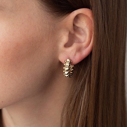 Сережки - кільця "Gemma" в жовтому золоті с08254 №4