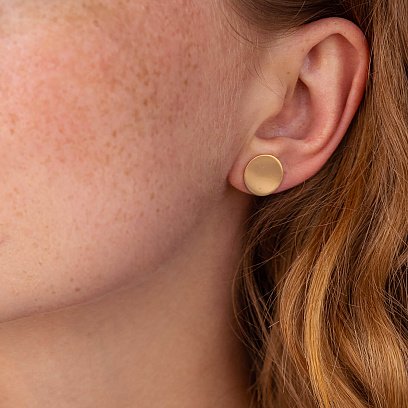 Золотые серьги-пусеты "Кружочки" с06464 №6