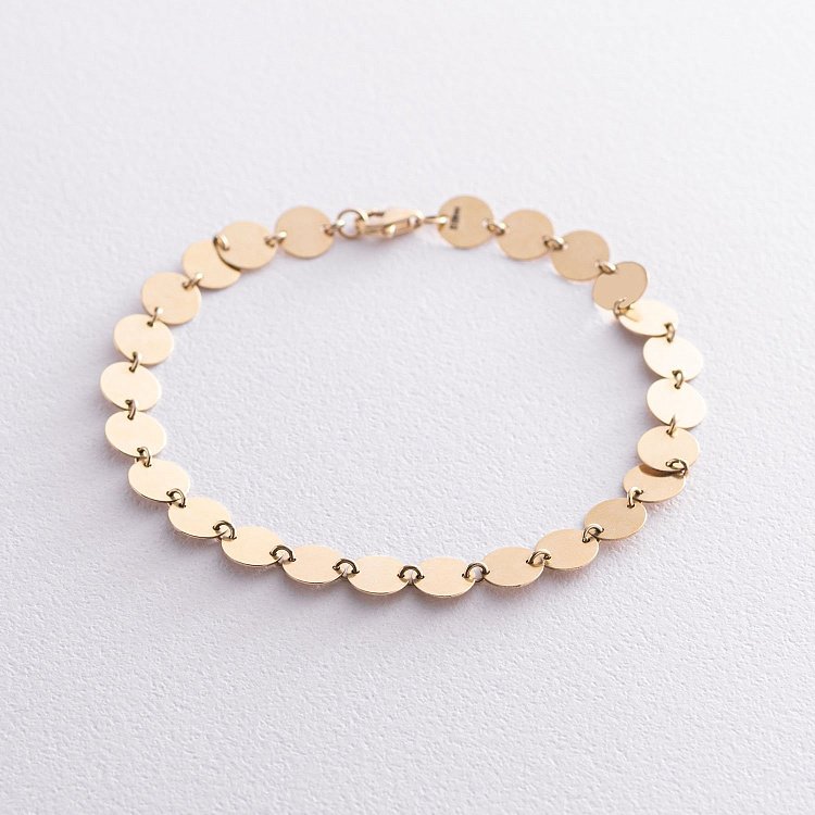 Золотий браслет з кружечками б03759 від ювелірного магазину Онікс