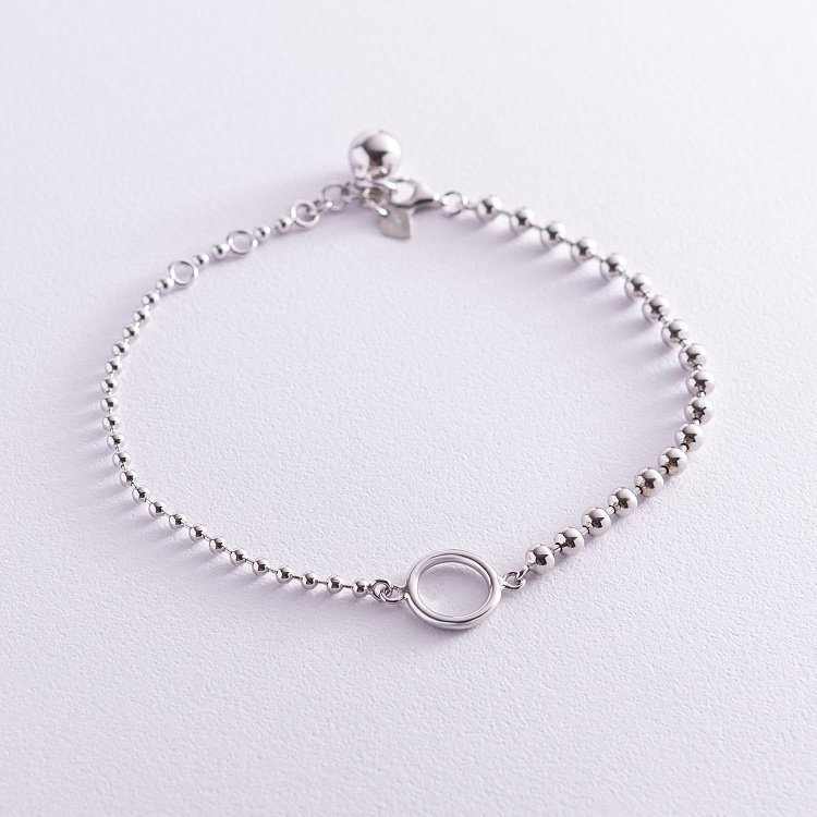 Серебряный шариковый браслет "Круговорот" на ногу 141486 от ювелирного магазина Оникс - 2