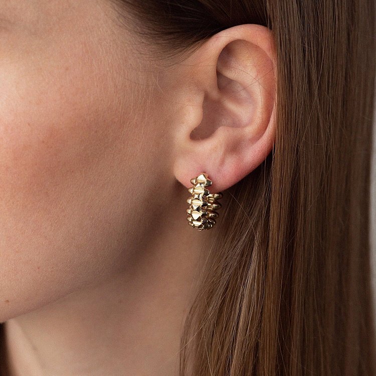 Сережки - кільця "Gemma" в жовтому золоті с08254 від ювелірного магазину Онікс - 3