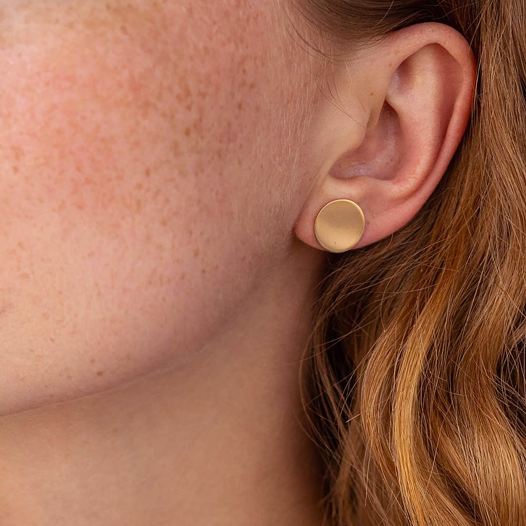 Золотые серьги-пусеты "Кружочки" с06464 от ювелирного магазина Оникс - 5