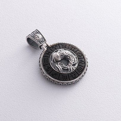 Серебряный кулон "Знак зодиака Рыбы" с эбеном 1041риби №8