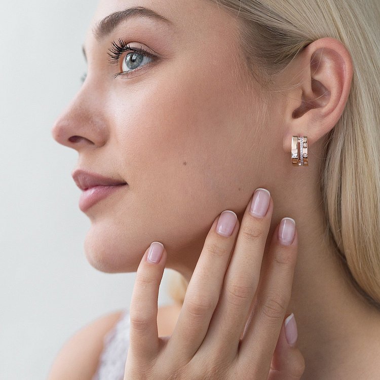 Серьги золотые с фианитами с04534 от ювелирного магазина Оникс - 4