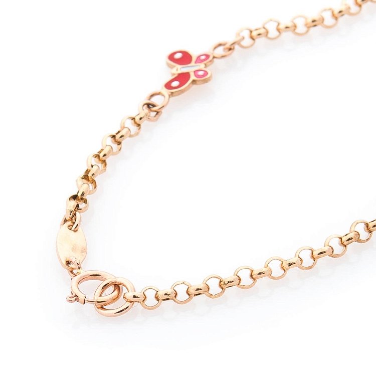 Золотой детский браслет с бабочками (эмаль) б03415 от ювелирного магазина Оникс - 2