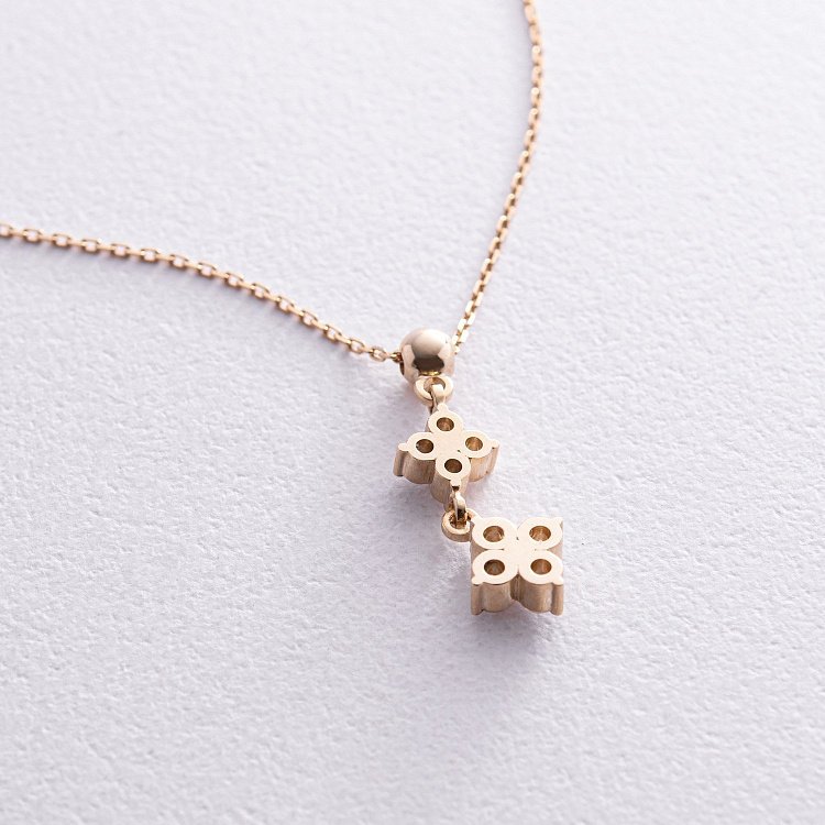 Золоте кольє "Конюшина" з діамантами 723013121 від ювелірного магазину Онікс - 4