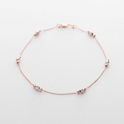 Золотий браслет на ногу з кульками б03690 №3