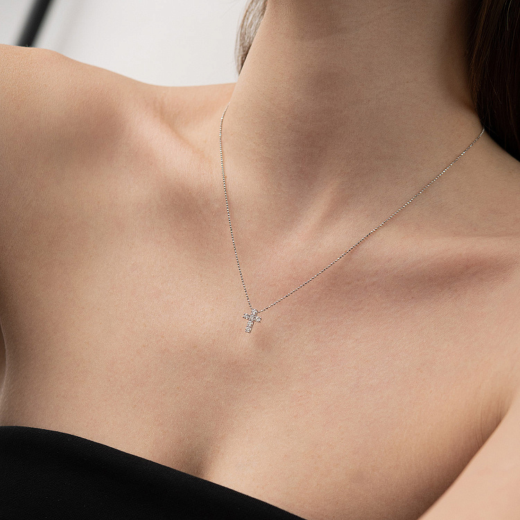 Крестик в белом золоте с бриллиантами пб0369lg от ювелирного магазина Оникс - 3