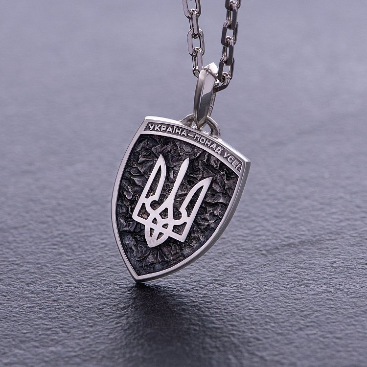 Срібний кулон "Герб України - Тризуб. Україна понад усе. Русский военный корабль иди на ***" 133133кор від ювелірного магазину Онікс - 6
