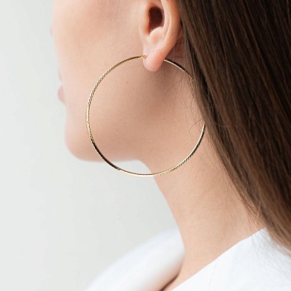 Серьги - кольца в желтом золоте (6.2 см) с07191 №2