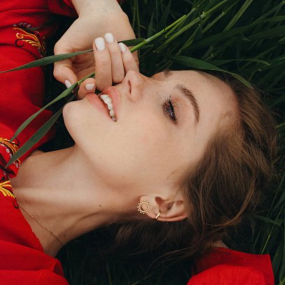 Сережка - каффа в жовтому золоті с07475 №8