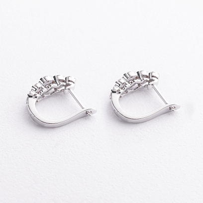 Сережки "Квіточки" в білому золоті (діаманти) сб0710ca №2