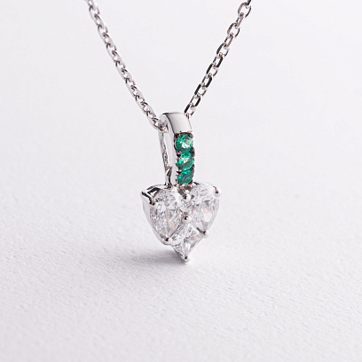 Золотое колье "Сердечко" с изумрудами и бриллиантами колб0188va