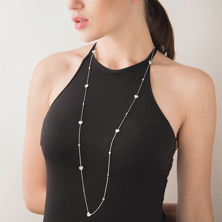 Срібне кольє "Серця" з фіанітами 18251 від ювелірного магазину Онікс