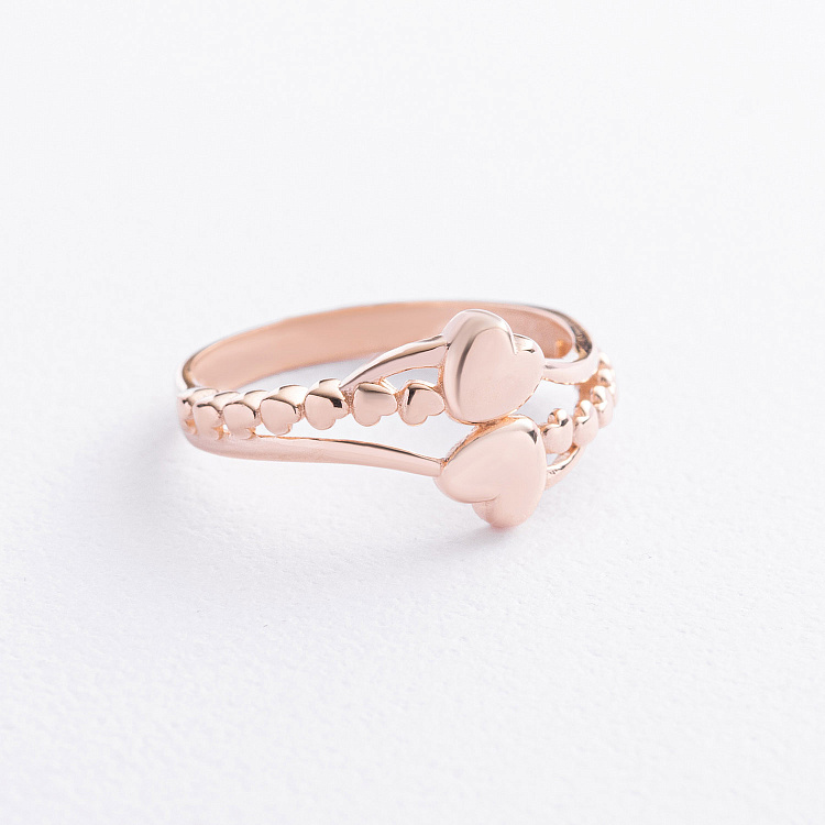 Золота каблучка "Сердечки" к08473 від ювелірного магазину Онікс - 1