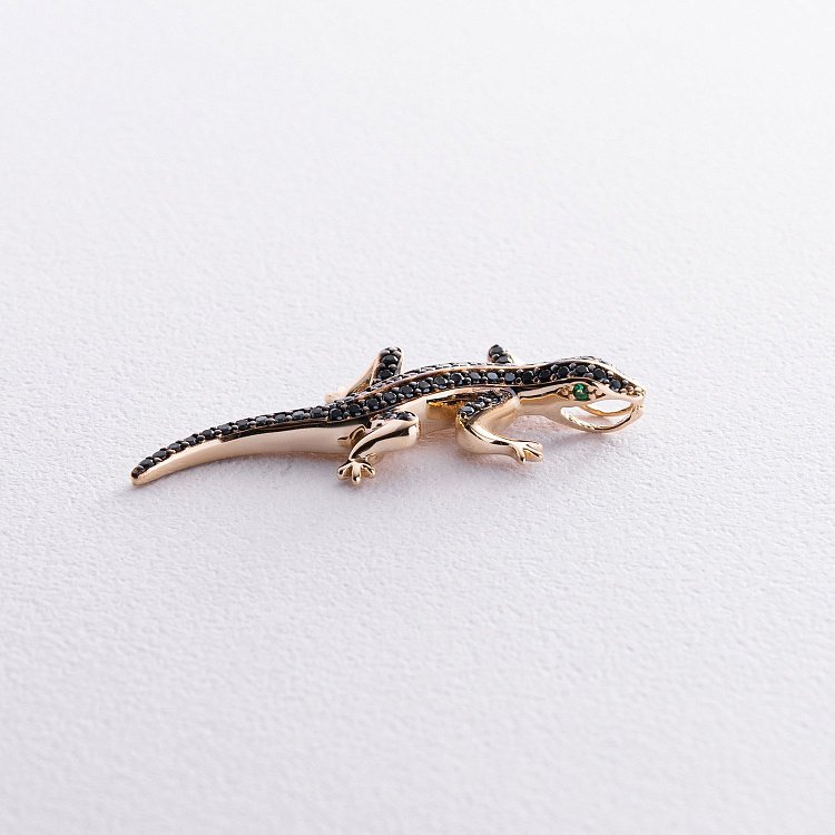 Подвеска "Ящерица" в желтом золоте (фианиты) п03834 от ювелирного магазина Оникс - 3