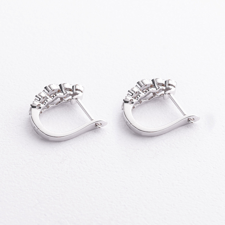 Сережки "Квіточки" в білому золоті (діаманти) сб0710ca від ювелірного магазину Онікс - 1